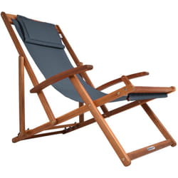 Casaria® Chaise longue pliante en bois Chaise de plage 3 positions Chilienne transat jardin exterieur Anthracite