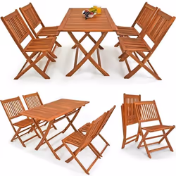 Ensemble de jardin Sydney en bois dacacia certifié FSC® set de table et 4 chaises pliables Salon de jardin extérieur