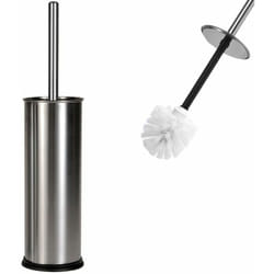 Brosse de toilette support en métal poignée acier inoxydable - Modèle au choix Argent + Porte-brosse
