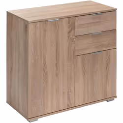 Buffet chêne 71x74x35cm Commode Meuble de rangement ALBA avec 2 portes 2 tiroirs pour salon salle à manger intérieur