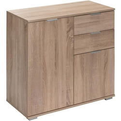 Buffet chêne 71x74x35cm Commode Meuble de rangement ALBA avec 2 portes 2 tiroirs pour salon salle à manger intérieur