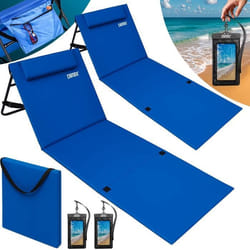 2x Matelas de plage bleu 158 x 56 x 455cm Tapis de plage avec dossier et sangle