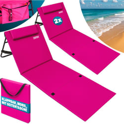 Detex 2x Tapis de plage Rose 158x56cm transat rembourré avec dossier pliable natte de plage transportable extérieur