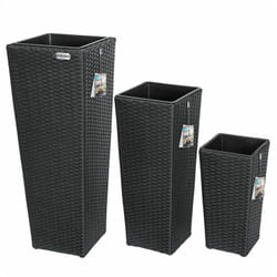 Set de 3 pots de fleurs bac à fleurs polyrotin pot intérieur amovible 3 couleurs résistant aux intempéries et UV design élégant intérieur et
