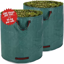 DEUBA - Lot de 2 sacs de jardin 280L charge max. 50kg - Poignées ergonomiques