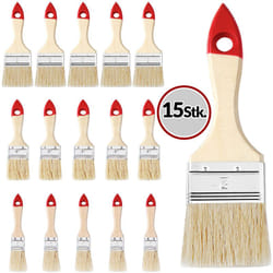 Set de 15 pinceaux en bois rouge professionnel 3 tailles peinture maison travaux divers intérieur extérieur zones vastes ou difficile d'accès