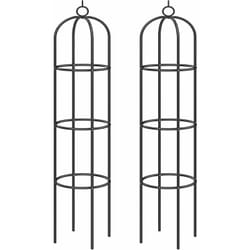 Deuba - Support pour plantes grimpantes noir en métal Arche de jardin Tuteur plantes Décoration extérieure 2x tuteurs de jardin