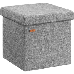 CASARIA® Tabouret cube avec espace de rangement Pouf 38 x 38 x 38 cm Coffre de rangement Repose-pied siège M - Gris