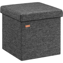 Casaria® Tabouret cube avec espace de rangement Pouf 38 x 38 x 38 cm Coffre de rangement Repose-pied siège m - Gris foncé