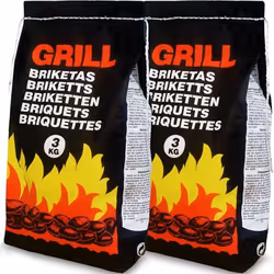 6kg de Charbon de bois pour BBQ - 2x Sac de 3kg Briquettes à Barbecue - Braises longue durée - Grill Jardin Terrasse