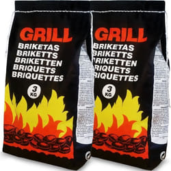 6kg de Charbon de bois pour BBQ - 2x Sac de 3kg Briquettes à Barbecue - Braises longue durée - Grill Jardin Terrasse