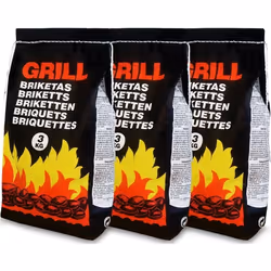 9kg de Charbon de bois pour BBQ - 3x Sac de 3kg Briquettes à Barbecue - Braises longue durée - Grill Jardin Terrasse