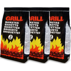 9kg de Charbon de bois pour BBQ - 3x Sac de 3kg Briquettes à Barbecue - Braises longue durée - Grill Jardin Terrasse