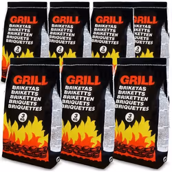 21kg de Charbon de bois pour BBQ - 7x Sac de 3kg Briquettes à Barbecue - Braises longue durée - Grill Jardin Terrasse