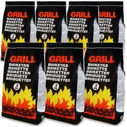 21kg de Charbon de bois pour BBQ - 7x Sac de 3kg Briquettes à Barbecue - Braises longue durée - Grill Jardin Terrasse
