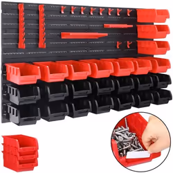 Deuba Etagère murale avec bacs à bec Etagère datelier Armoire à outils 43 boîtes noir rouge 105cmx75cmx165cm