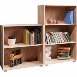 Set détagères bibliothèque chêne VELA Meuble de rangement 2 niveaux 3 niveaux pour salon bureau chambre