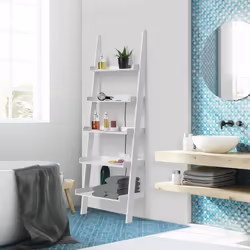 DEUBA Étagère murale - Style échelle 180 cm Meuble de rangement décoration 5 tablettes