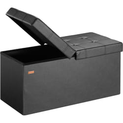 Casaria® Banc de rangement avec couvercle rabattable Siège pouf Coffre de rangement pliable pour salon chambre couloir l - Noir