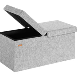 Casaria® Banc de rangement avec couvercle rabattable Siège pouf Coffre de rangement pliable pour salon chambre couloir l Gris clair