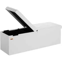 Casaria® Banc de rangement avec couvercle rabattable Siège pouf Coffre de rangement pliable pour salon chambre couloir xl - Blanc