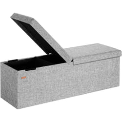 Casaria® Banc de rangement avec couvercle rabattable Siège pouf Coffre de rangement pliable pour salon chambre couloir xl - Gris clair