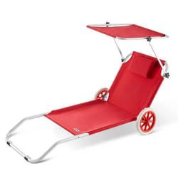 Deuba Chaise longue pliante en aluminium Kreta rouge