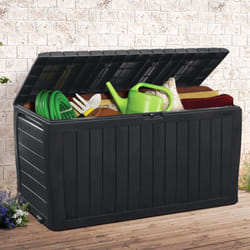 Deuba - Keter - Coffre de rangement Marvel Plus anthracite avec roulettes 270 l Poignées latérales Malle de rangement