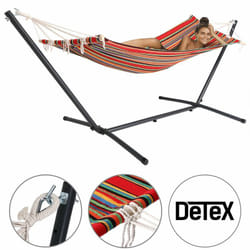Detex - Hamac avec cadre en métal - 200 x 80cm - Support individuel - Toile résistante anti-déchirures - Couleur au choix Rouge