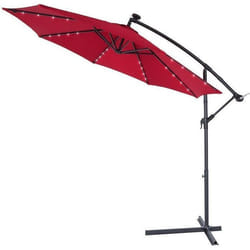 KINGSLEEVE® Parasol déporté inclinable rouge Ø 300cm Pare-soleil en aluminium avec éclairage LED Protection UV30+ jardin