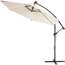 KINGSLEEVE® Parasol déporté inclinable Ø 330cm crème Pare-soleil en aluminium avec éclairage LED Protection UV30+ jardin