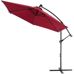 KINGSLEEVE® Parasol déporté inclinable Ø 330cm rouge Pare-soleil en aluminium avec éclairage LED Protection UV30+ jardin