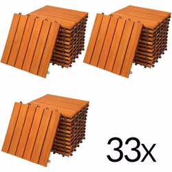 33x Dalles de terrasse en bois deucalyptus Mosaïque 30x30cm Dalle clipsable balcon jardin extérieur