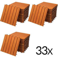 33x Dalles de terrasse en bois deucalyptus Mosaïque 30x30cm Dalle clipsable balcon jardin extérieur