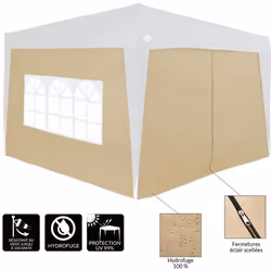 2X Parois latérales pour tonnelle Pop up pavillon fenêtre Hydrofuge 300x200cm crème Jardin été Mur côté tonnelle 6x3m fête