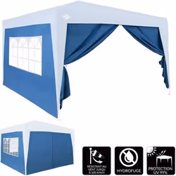 2X Parois latérales pour tonnelle Pop up pavillon fenêtre Hydrofuge 300x200cm Bleu Jardin été Mur côté tonnelle 6x3m fête