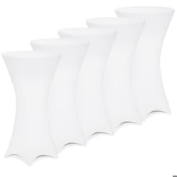 DEUBA 5x Housses table de bar bistrot ronde blanc Ø80-85 cm nappe mange debout protection table cocktail tissu stretch