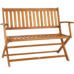 Banc de Jardin Pliable Bois deucalyptus certifié FSC® 2 Places 4 Pieds Robustes Banc en Bois pré-huilé terrasse Balcon meuble