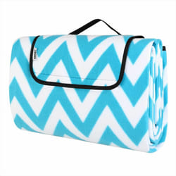 Detex - Couverture de pique-nique pliable avec poignée Pratique plaid Imperméable Thermo-isolant Couleur au choix 200x200cm. Turquoise/Blanc