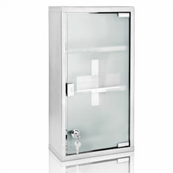 Armoire à pharmacie murale 2-3 étagères acier inoxydable verrouillable verre de sécurité rangement médicaments 3 compartiments - Deuba