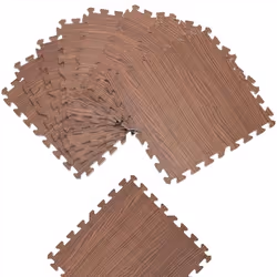 Tapis puzzle aspect bois 8 pièces brun Tapis de sol protection 45 x 45 cm anti-dérapant bruit hydrofuge