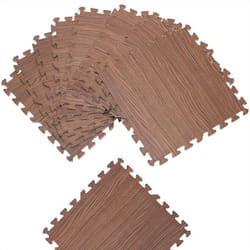 Tapis puzzle aspect bois 8 pièces brun Tapis de sol protection 45 x 45 cm anti-dérapant bruit hydrofuge