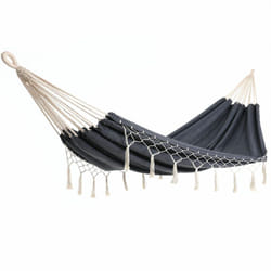Detex - Hamac à franges en coton/polyester Surface de couchage 210x150 cm Charge 300 kg Couleur au choix Gris