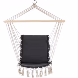 Chaise suspendue - DETEX - Gris - Grande capacité de charge - Coussin inclus - Résistant aux intempéries
