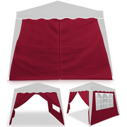2x Parois latérales pour tonnelle pavillon avec fenêtre Matériau hydrofuge - Couleur au choix Rouge - Deuba