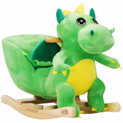 Dinosaure à Bascule - DEUBA - Peluche douce avec ceinture de sécurité et fonction sonore - Vert