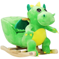 Dinosaure à Bascule - DEUBA - Peluche douce avec ceinture de sécurité et fonction sonore - Vert