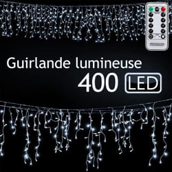 Guirlande lumineuse 400 LED avec télécommande 15m lumière blanc-froid fonction timer 8 modes IP44 polyvalente noël fête