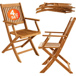 Deuba - Set de 4 chaises de jardin pliantes 'Sydney' en bois d'acacia certifié fsc pour salon de jardin sydney accoudoirs extérieur pliable chaise de
