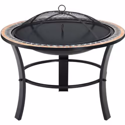 Brasero Sevilla Ø 76 cm en acier laqué avec pierres de mosaïque pour feu de bois charbon et briquettes - DEUBA